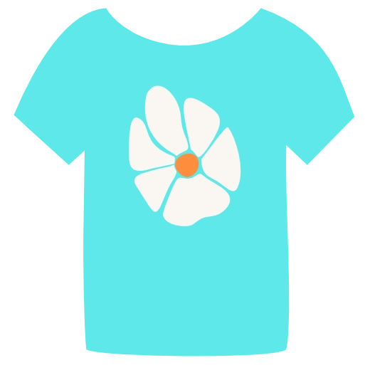 Icone d'un t shirt turquoise orné d'une fleur de style vintage